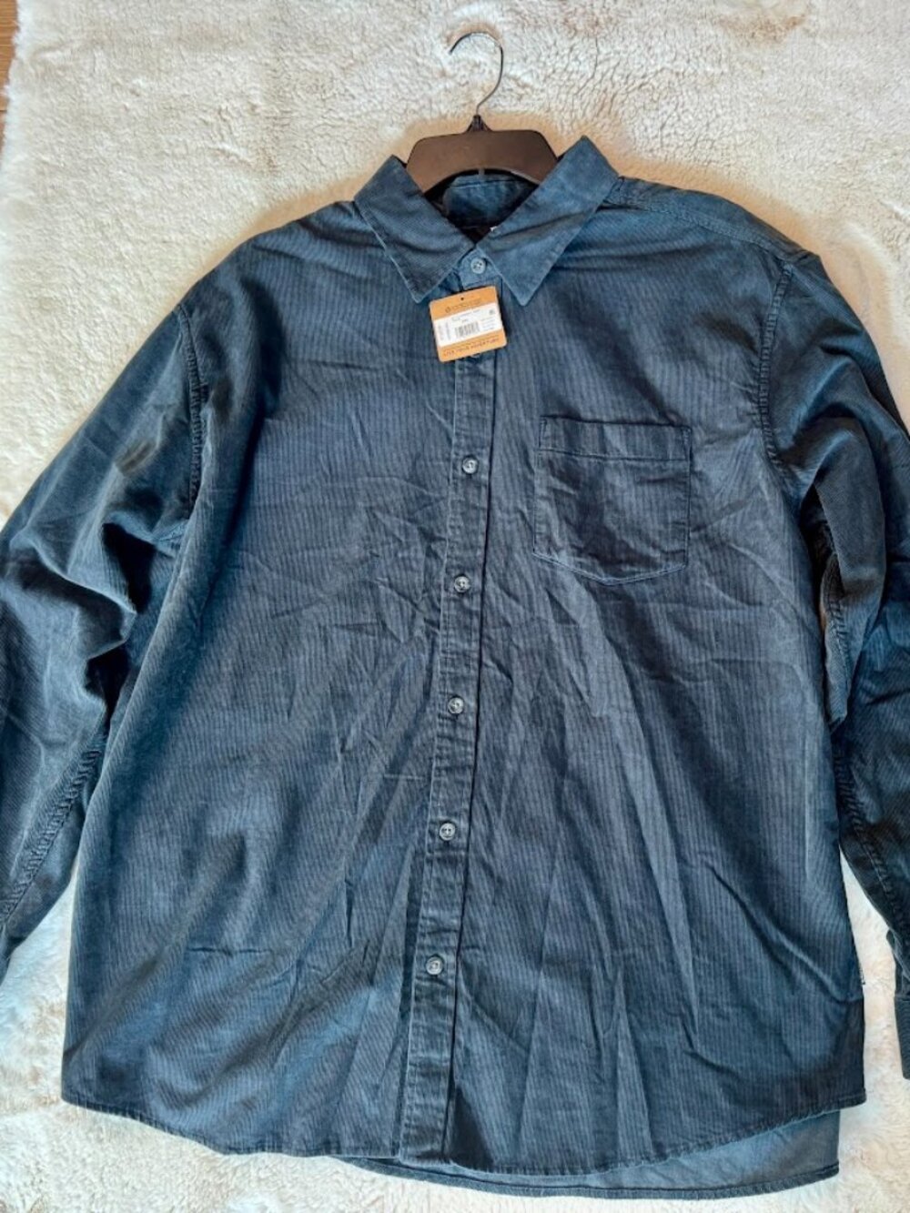 NWT Eddie Bauer Men's Ultrasoft Corduroy Button Down Shirt 2XL Black Storm